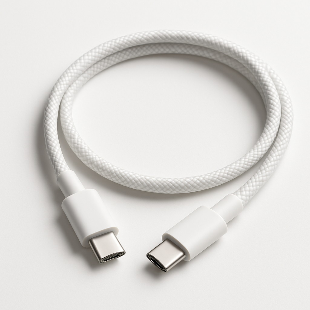 MS Braided USB-C to USB-C Fast Charging Cable – White 1M