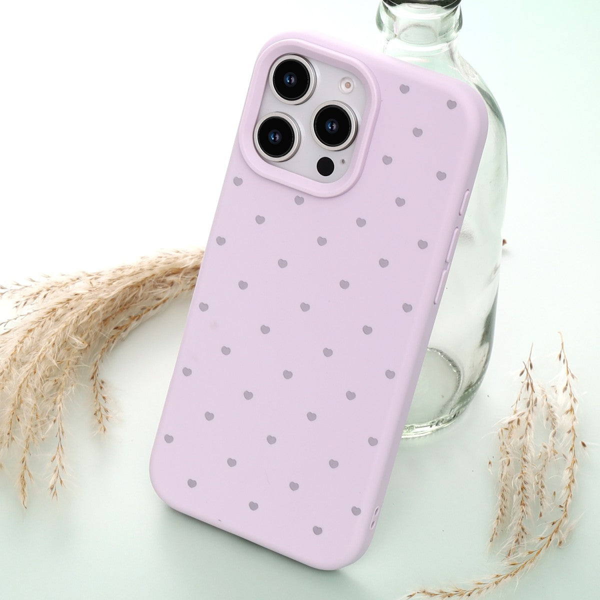 iPhone 15 Plus Silikon-Handyhülle mit Herzmuster Lila – Magsafety