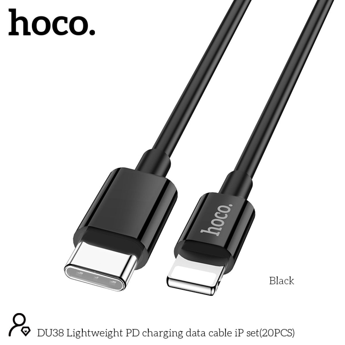 Hoco DU38 USB-C to Lightning cable Black