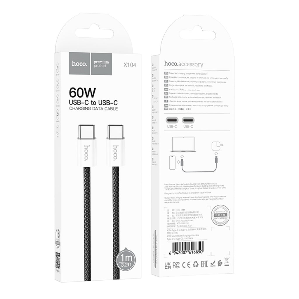 Hoco X104 USB-C to USB-C Charging and Data Cable 60W (1m) Black