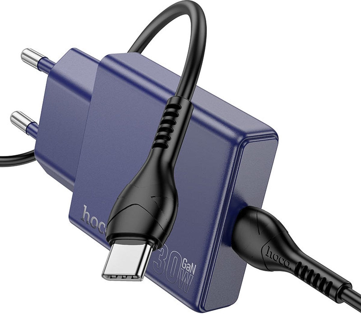 Hoco N44 PD30W Fast Charger – USB-C Charger – Compact Design (EU Plug) Navy Blue