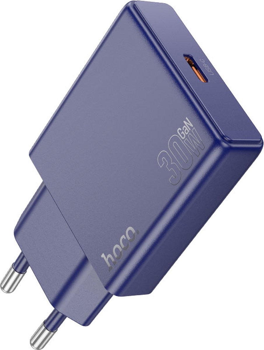 Hoco N44 PD30W Fast Charger – USB-C Charger – Compact Design (EU Plug) Navy Blue