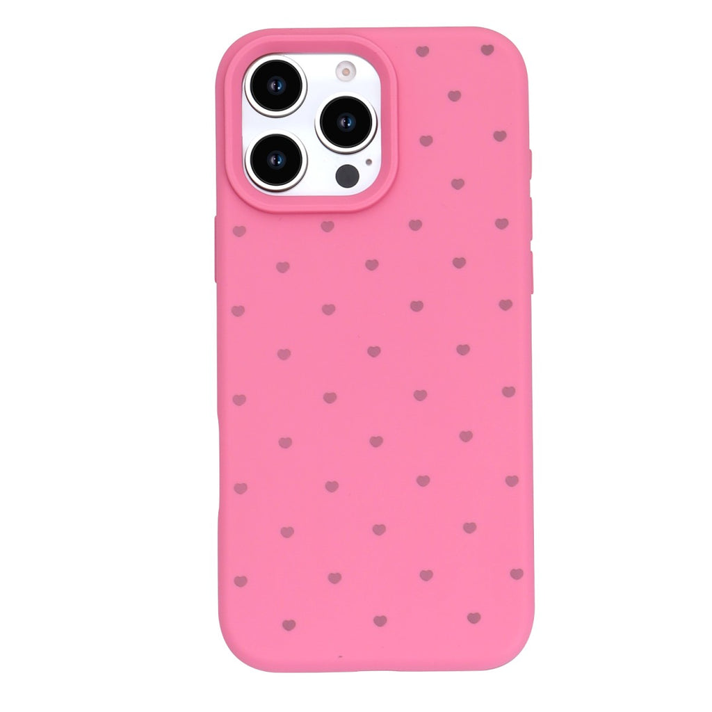iPhone 17 Silicone Phone Case with Heart Pattern Pink