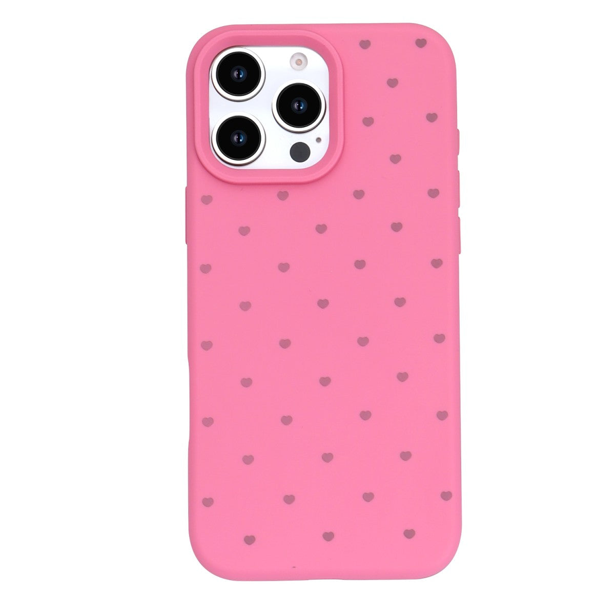 iPhone 17 Silicone Phone Case with Heart Pattern Pink