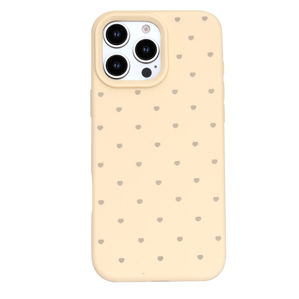 iPhone 17 Silicone Phone Case with Heart Pattern Beige