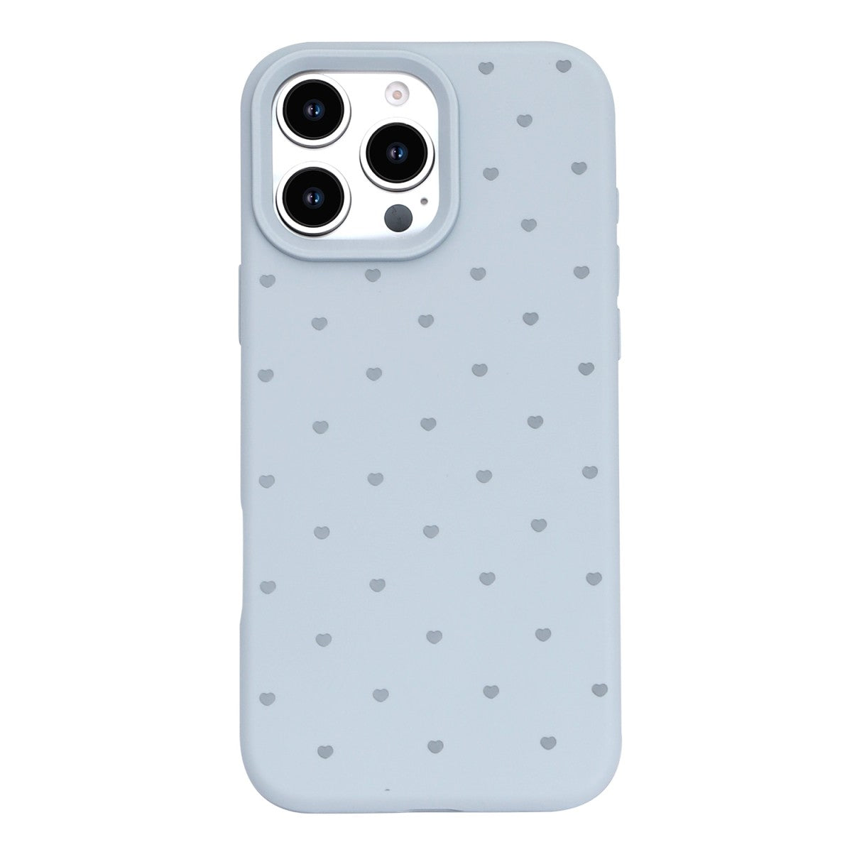 iPhone 17 Silicone Phone Case with Heart Pattern Baby Blue