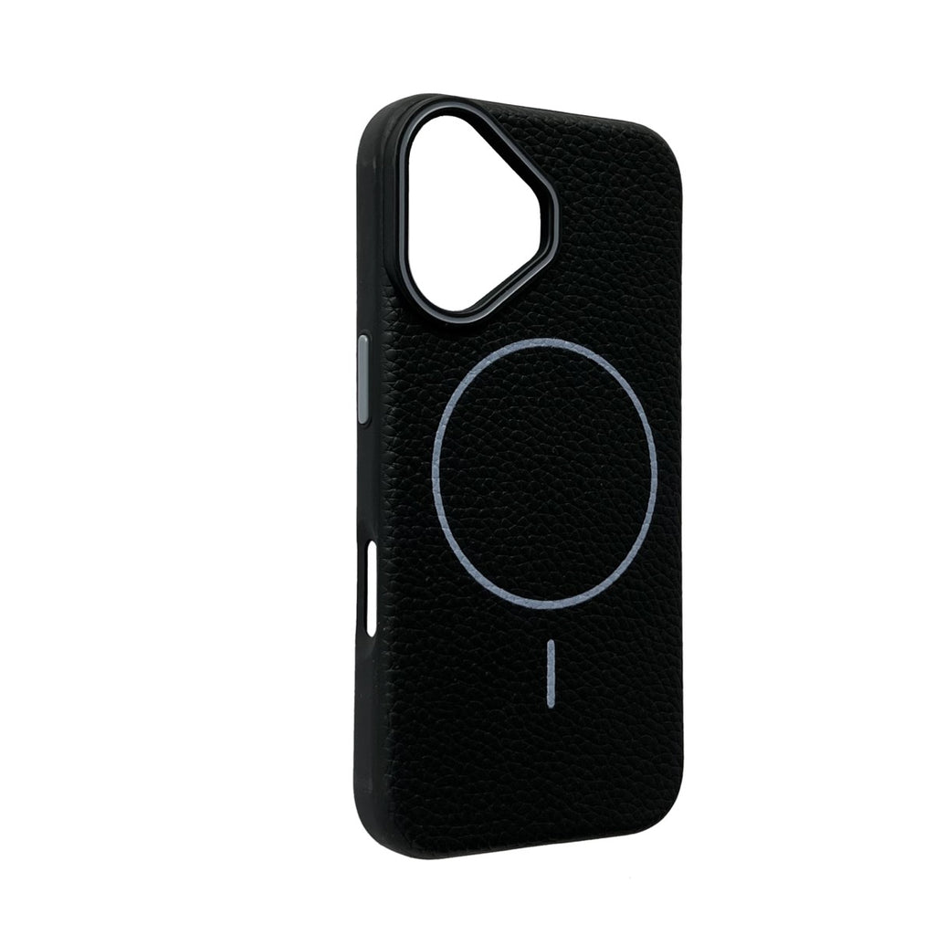 iPhone 16 MagSafe Leather Texture Case – Black