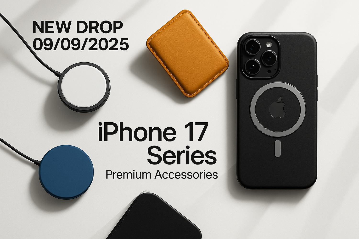 iPhone 17 series premium accessoires new drop on 09/09/2025 make it look spontaneous and proffessional 